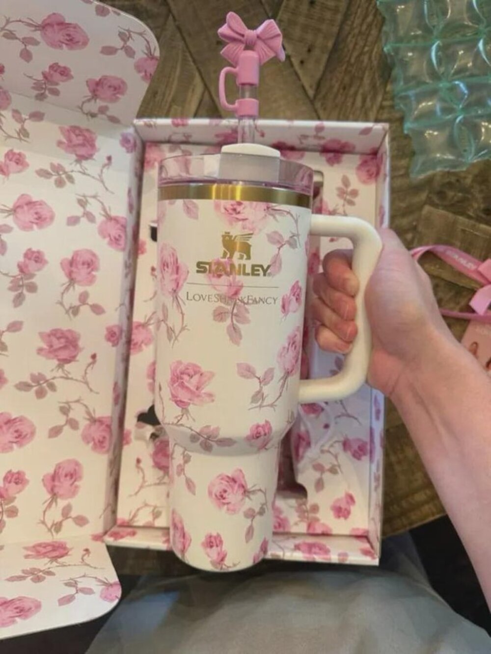 LoveShackFancy Stanley Tumbler – 40oz Pink Floral Quencher, Limited Edition